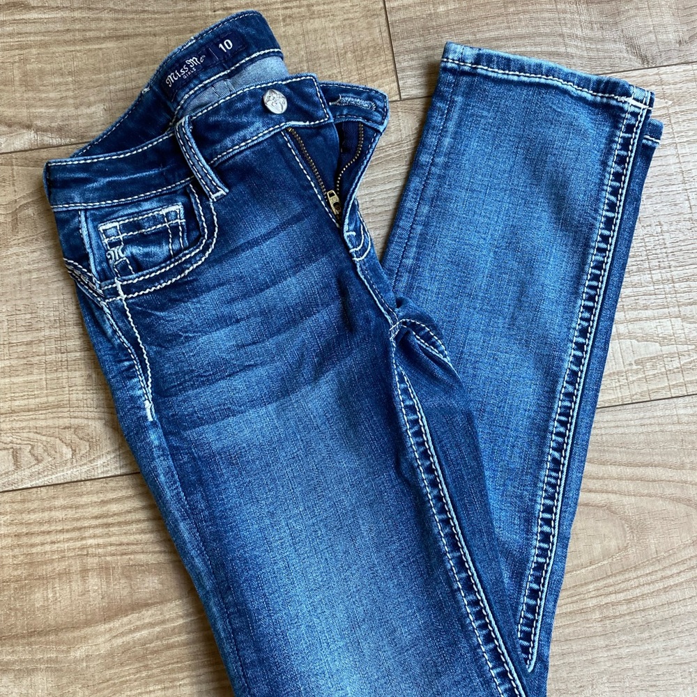 Miss Me Blue Skinny Jeans with Contrast Stitching